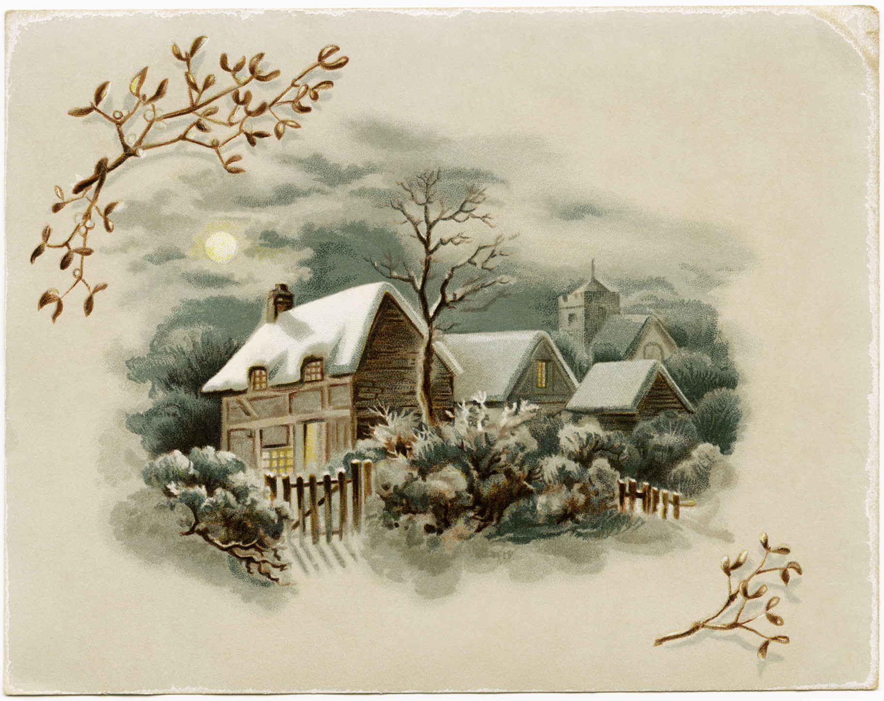 winter scene victorian card ~ free download - the old design shop